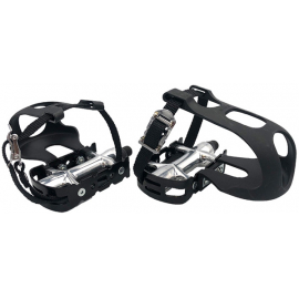 Alloy pedals including toe clips and straps 9/16 inch thread