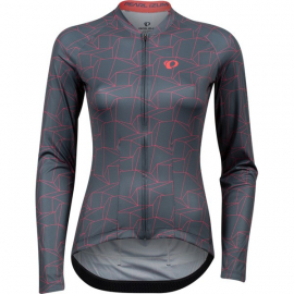 Women's Attack Long Sleeve Jersey, Turbulence/Atomic Red Origami, Size L
